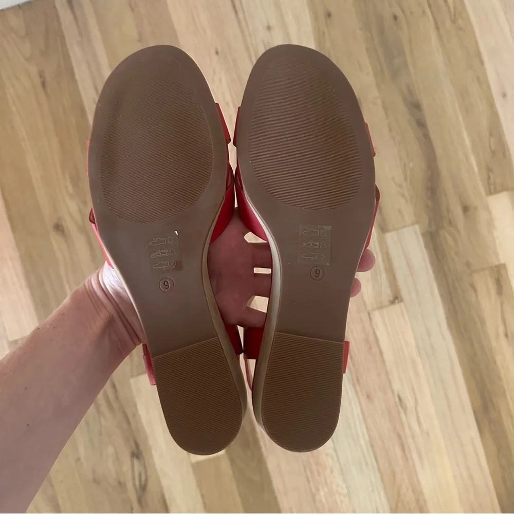 NWOT Madewell Red Leather Joan Wedge Sandal